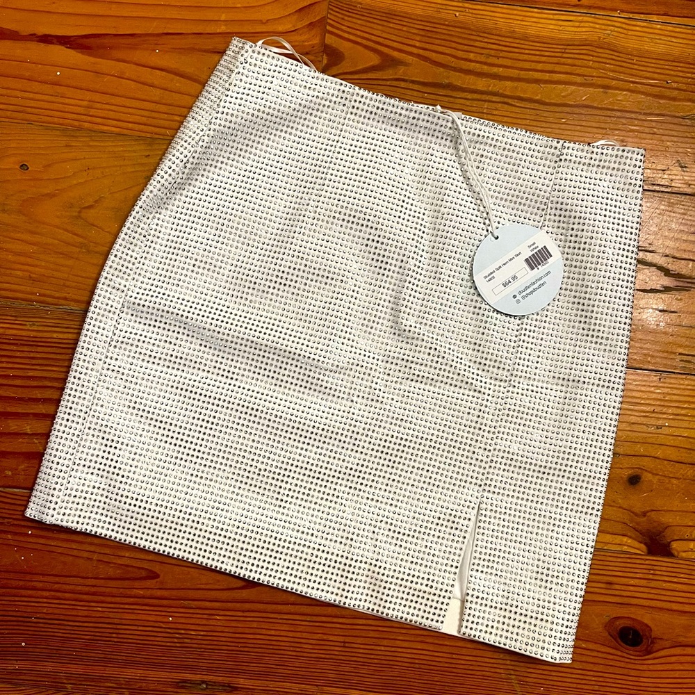 NWT White Mini Skirt with Rhinestones/Sparkles
